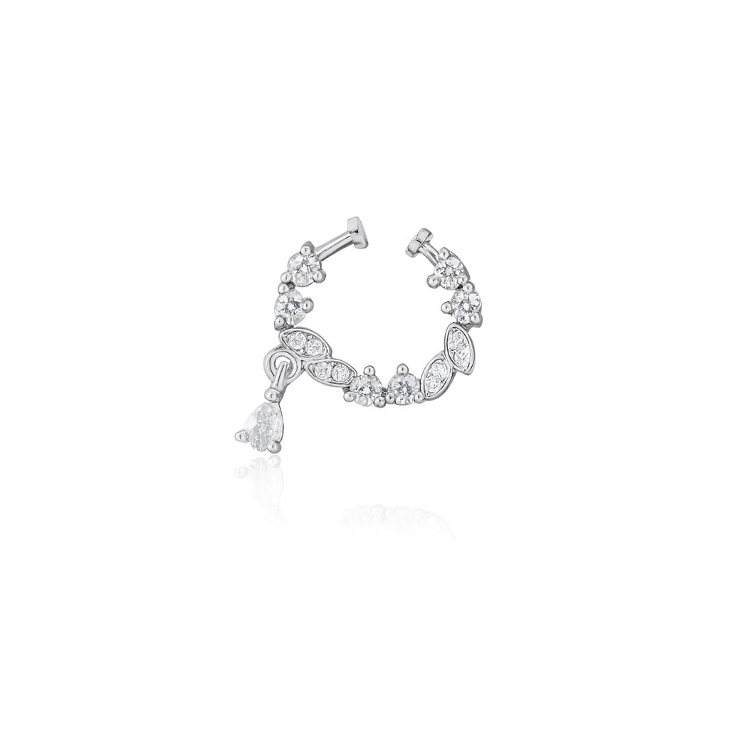 Exquisite Leaf Cluster Nose Ring with Shimmering Stones-image-26