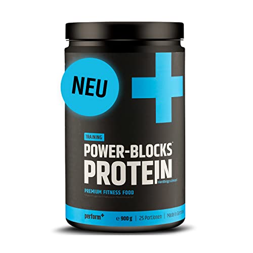 Perform+® | Power-Blocks Protein Vanille | 900g Micellar Casein Protein Pulver | Eiweißpulver | Kraftsport Supplement | Made in Germany
