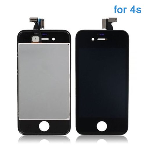 Flylink® - Pantalla táctil con carcasa blanca o negra + Pantalla LCD para iPhone 4S, iPhone 4 & Kit de pantalla táctil, digitalizador LCD. Repuestos para iPhone 4S 4 (Atención: no confundir la versión de la pantalla)