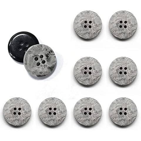 Jancosta 18mm Resin Buttons Set, 10 Pcs Four-Hole Buttons with Stone Pattern for Coat Shirt or Other Clothing and Decoration (Grey) Cover