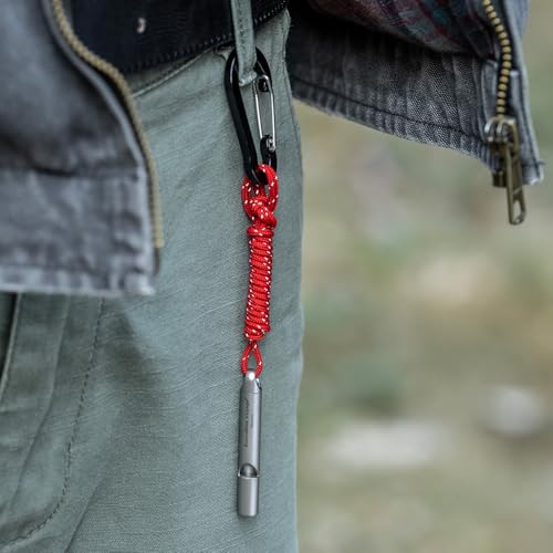 Boundless Voyage Titanium Whistle 120db Emergency Survival Safety Whistles with Lanyard Loud for Outdoor Camping Hiking Coaches Training Sports Keychain Whistle Ti9014O (1)