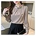 SPNEC Café d'automne Top Satin Femelle à manches longues for les femmes Bow Elegant Solid (Color : A, Size : L code)