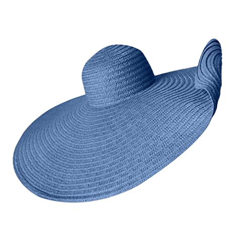 QENETY Chapeau de paille de soleil pour femme avec large bord UPF 50 Chapeau d'été pliable pour femme, multicolore, Large Cover