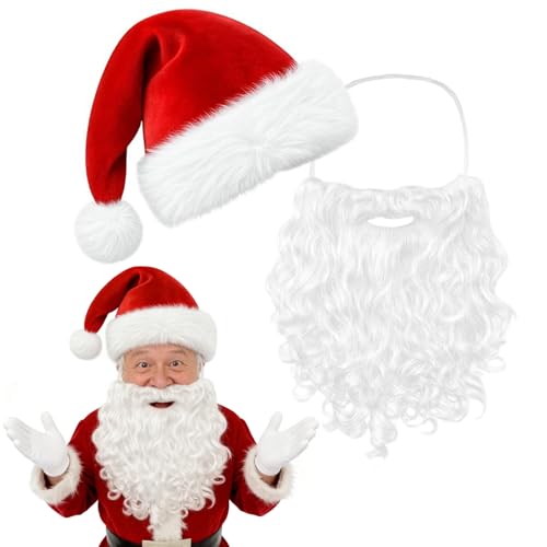 CJAPGJW 2-teiliges Weihnachtsmann Kostüm Set, Weihnachtsmütze und...