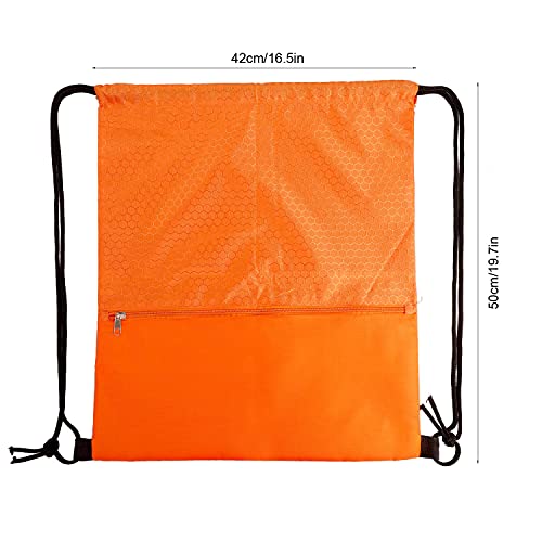 Image of Drawstring Backpack Bag, Waterproof Draw String Back Sack with Zip Pocket, Gym Drawstring Bags Swim Bag for Men Women