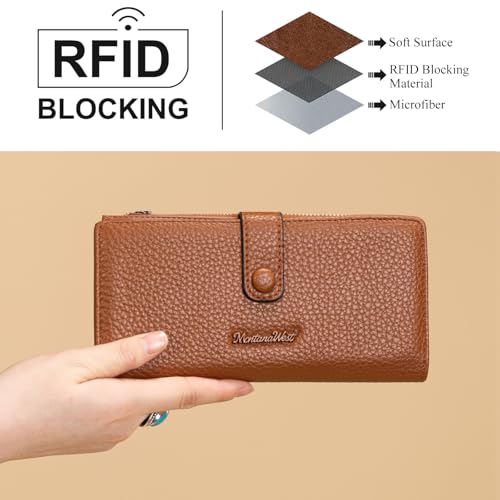 Image of Montana West Wallet Women RFID Blocking Wallets, Card Cases & Money Organizers Wallets with Zipper Coin Pocket, 3 Brown, 7.8 inch * 4.8 inch * 1.5 inch, Vintage