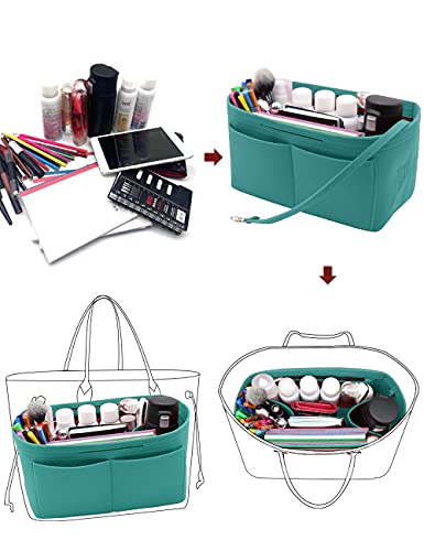 Lexsion Felt Handbag Insert Organizer Bag In Bag With Two Removeable Holder 8020 Lake Blue L #TOP4