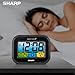 Sharp Atomic Digital Alarm Clock, Battery Operated Self-Setting Digital Wall or Desk Clock, Easy to Read Color Display Nightlight with Indoor Temperature and Calendar