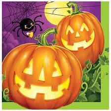 Club Pack of 192 Pumpkin Patch Purple, Orange and Green 2-Ply Square Luncheon Napkins 6.5"