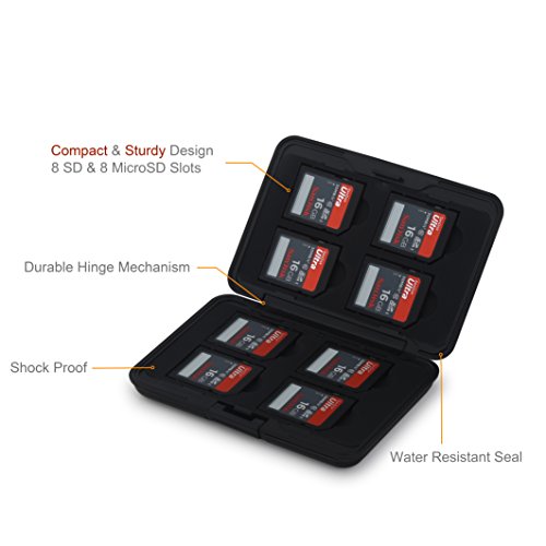 Honsky 2 Set Aluminum Water Resistant UHS-I SD Micro SD SDHC SDXC SecureDigital Memory Card Carrying Case Holder Organizer Box Keeper Computer Camera Media Storage Organization, Black