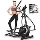 ANCHEER Elliptical Exercise Machine, Ultra-Silent Magnetic Elliptical Training Machines for Home Gym with Pulse Rate Grips, LCD Monitor, 8 Resistance Levels Max 380Lbs