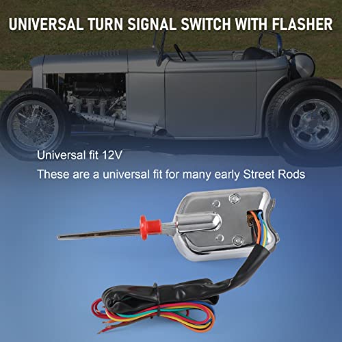 Image of JDMSPEED New Chrome 12V Universal Street Hot Rod Turn Signal Switch with Flasher Replacement for Ford GM