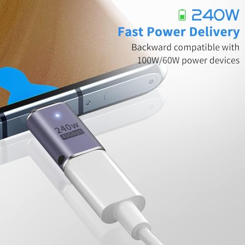 Image of ETZIN USB C Extender - 240W, 2Pack USB Type C Extension Adapter, 40Gbps Type C Male to Female Adapter USB C 3.2 PD 100W Type C Extender Support USB4 3 /4 Pack of 2