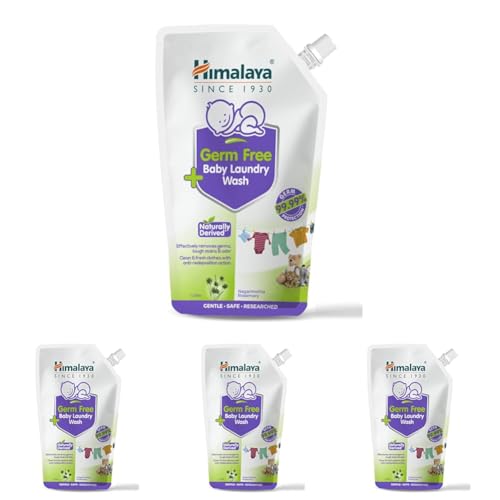 Image of Himalaya Germ Free Baby Laundry Detergent Liquid 1 L (Refill Pouch) | Plant Based Cleansers & Biodegradable Ingredients | Dermatologically Tested (Pack of 4)