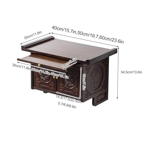 Table d'autel de méditation murale en bois pour statue de Bouddha 40x30cm - 4