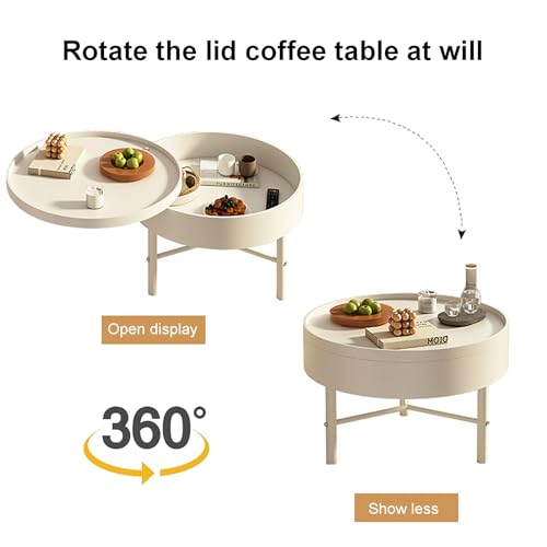 Table centrale ronde moderne à couvercle rotatif gain de place - 4