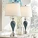 Arden Modern Table Lamps Set of 2 Green Blue Glass Twist Column Steel Base Empire Shade for Living Room Family Bedroom - Regency Hill