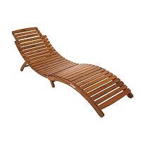 CHARLES BENTLEY FSC® 100%, Curved Design, Reclining, Wooden Furniture, Sun Lounger, Acacia Hardwood, Garden Décor, Outdoor Furniture, Patio, Garden, Seat, Carry Handle, 15kg, Compact (184x63x60cm)