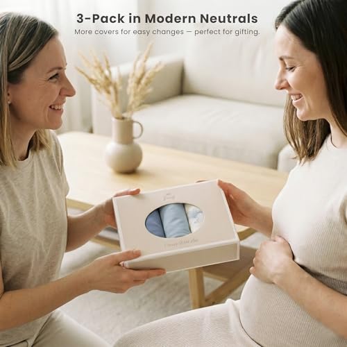 Image of Konssy 3 Pack Stretchy Bassinet Sheets for Baby Girl Boy, Soft Breathable Baby Bassinet Mattress Sheets Fit for Hourglass Oval Cradle, Moses Basket Rectangle Mattress (Blue Moon)