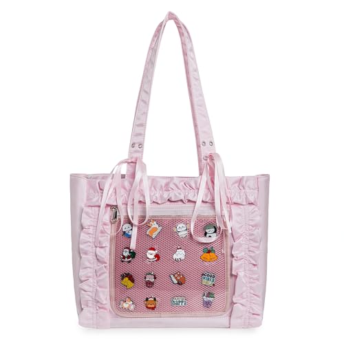 Bolso Tote Ita Kawaii con borde ondulado Bowknot miniatura 1