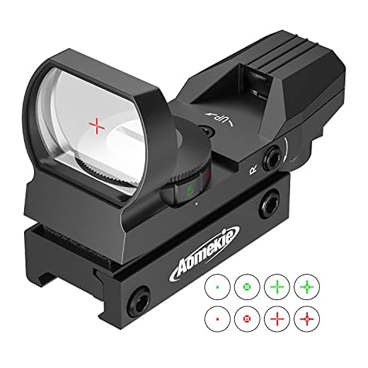 AOMEKIE Red Dot Visier Airsoft mit 20mm/22mm Schiene Leuchtpunktvisier Rotpunktvisier mit Tactical 4 Reticles für Jagd Softair Pistole und Armbrust