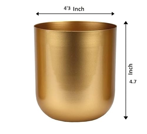 Castleore Gold Finish Small Size Metal Planter Set Of 2 For Table Indoor Plants Like Snake/Money/Bamboo/Palm Plant thumb #2