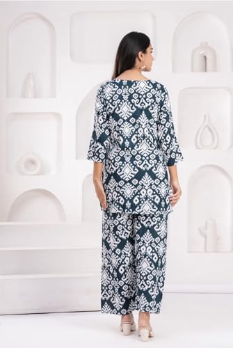 Image of YAZIA Women Cotton Lounge Wear Set - Printed Top & Pyjama Co-Ord Set | Soft Breathable Fabric | Daily, Nightwear & Home Wear | Small to 3XL