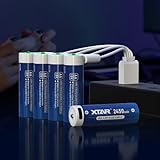 XTAR USB-C Rechargeable AA Batteries 1.5V, 4100mWh 2450mAh, 4-Pack - Fast Charge in 2.7 Hours, Safe for Devices, Eco-Friendly Alternative to Disposable Batteries