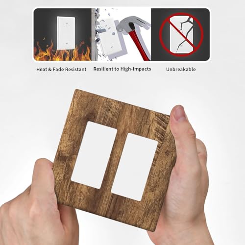 Outlet Covers Rustic Wood Grain Country Vintage Wooden Board 2 Gang Double Rocker Light Switch Cover Plate Decorative Wall Plate GFCI Socket Cover Electrical Switch Plate Covers for Farmhouse Home by Xuejiaku - Used condition - Image 6