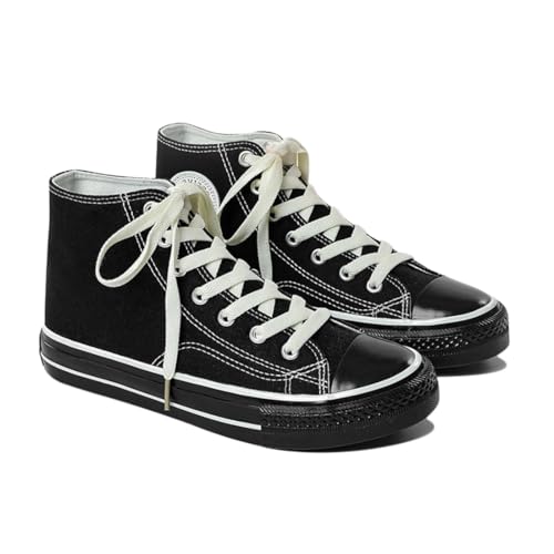 SIUSUMFO Adulto Zapatos De Lona Hombre Sneakers Alta Clásico Zapatillas de Deportivos Running Casuales Zapatos Atléticos 42 EU Todo Negro