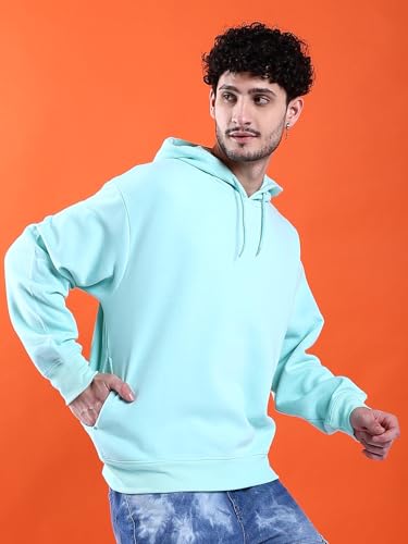 Image of The Indian Garage Co Men Regular Fit Solid Overhead Hooded Sweatshirt