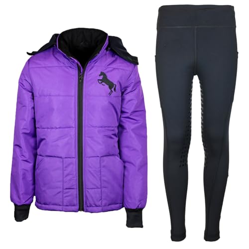 MS-Trachten Reitset Kinder Reitjacke Pia Lila mit Reitleggings Schwarz...