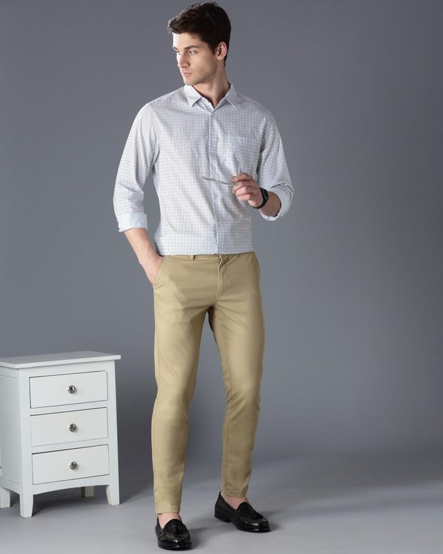 Image of British Club Men Geometric Print Slim Fit Shirt | Stylish Casual Shirt with Unique Patterns | Lightweight Shirt for Office and Outings | Tailored Slim Shirt for Work |