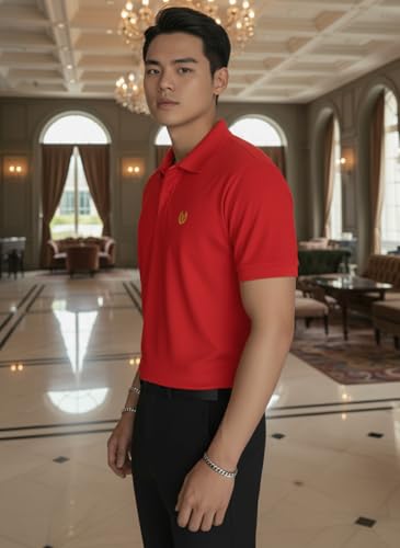 Image of MACK JONNEY Men's Solid Polo T-Shirt | Premium Cotton Blend | Regular Fit | Short Sleeve | Collared Casual Wear|Pack of 2 -MJ-157