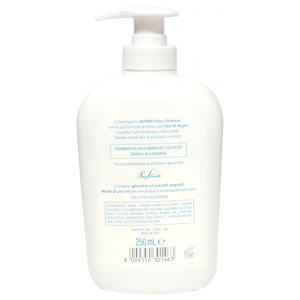 12 X Pino Silvestre Detergente Intimo Sensitive con Olio di Argan, detergente delicato intimo con olio di argan da 250 ml + portachiavi Beni Culinari