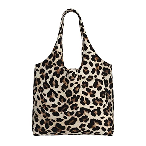 WOAIDY Reusable Grocery Bags for Kitchen, Foldable Durable Shopping Totes with 50lbs Capacity, Large Washable Tote Bags with Handles (Leopard Print Patterns) -  f1djbd_526316246