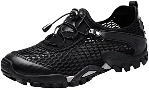 LOUECHY Men's Ponrea Mesh Hiking Shoes Breathable Water Shoes Trekking Sandals Outdoor Sneakers 8302-44 Black