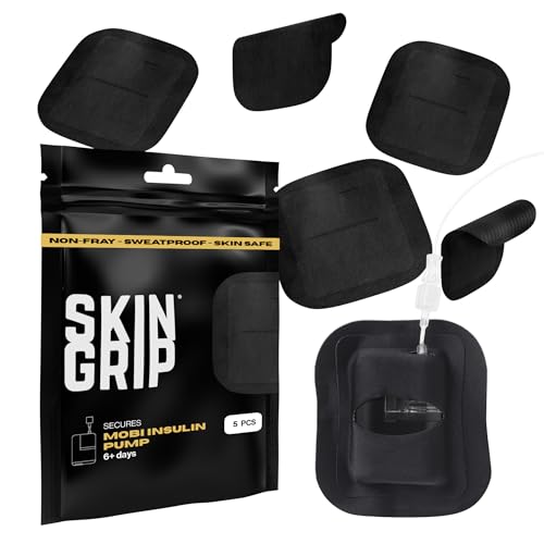 Skin Grip Tandem Mobi Adhesive Pocket Patch with Cutout – 5 Pack – Waterproof & Sweatproof Pocket Case, Replaces Original Patch, Lasts 6+ Days, Skin-Friendly, (Black)