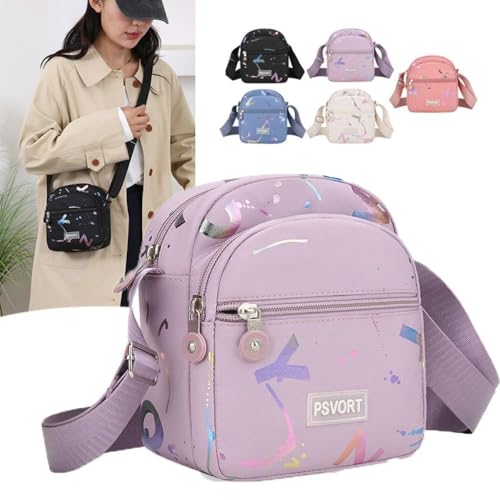 Mini Causal Multi Layer Shoulder Bag Nylon Women(Black)4