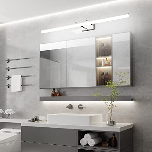 Image of Aipsun 48 inch LED Vanity Lights Adjustable Bathroom Wall Light Fixtures Bathroom Lighting Fixture Over Mirror Chrome Modern Vanity Lighting 5500K
