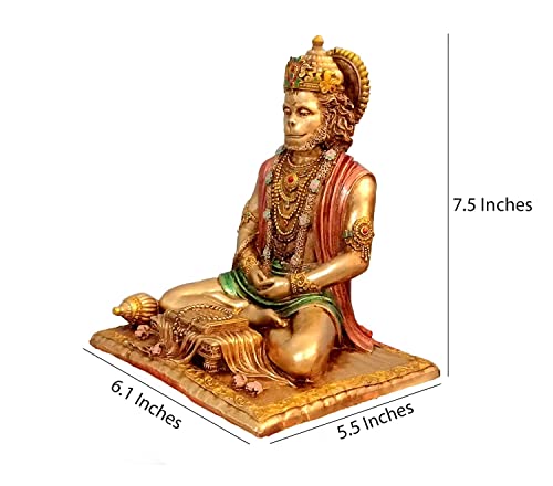 Hanuman ji Murti idole décorative en résine bronze haute finition - 7