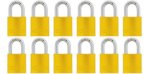 ABUS 09157 72/40 Aluminum Safety Padlock Keyed Alike, 1 Inch Shackle, 12 Count, Yellow, Piece