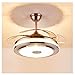 Fandian 42'' Modern Smart Ceiling Fans with Light,Bluetooth Speaker Music Player Chandelier, 3 Colors 3 Speeds Retractable Blades with Remote Control, Silent Motor with LED Kits (42in-Silver1)