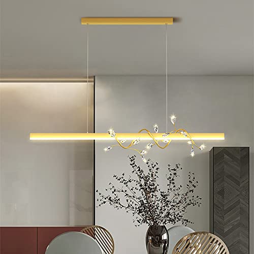 Modern Simple Study Long Pendant Lamp avec suspension LED dorée pour table de repas - 5
