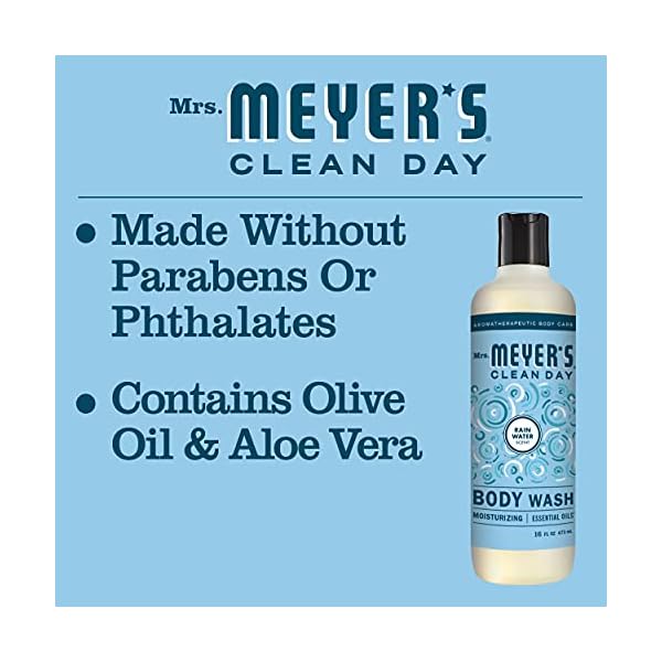 MRS-MEYERS-CLEAN-DAY-Moisturizing-Body-Wash-for-Women-and-Men-Cruelty-Free-and-Biodegradable-Shower-Gel-Made-with-Essential-Oils-Rain-Water-Scent-16-oz-Bottle-Pack-of-3 Mrs. Meyer's Moisturizing Body Wash for Women and Men, Biodegradable Shower Gel Formula Made with Essential Oils, Rain Water, 16 oz Bottle, Pack of 3