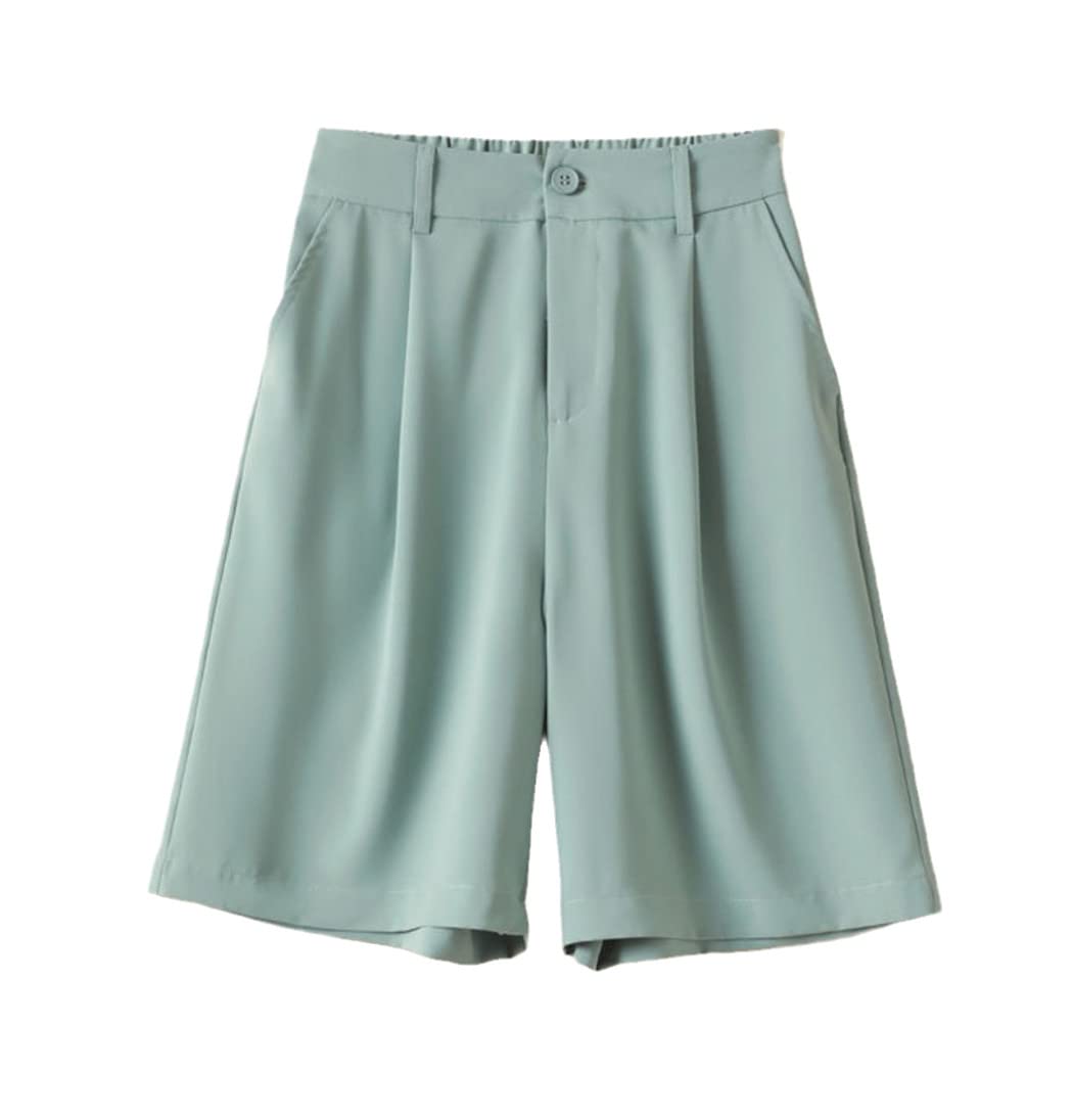 Short d'été pour femme taille haute vert clair fluide - 7