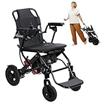 Portable Electric Wheelchair, 330 Lbs Capacity Electric Wheelchairs for Adults Foldable, 12 Miles Range Motorized Wheelchair for Seniors, All Terrain Compact Lightweight Power Wheelchair