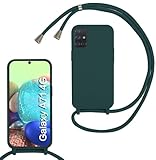 xinyunew Funda Silicona con Cuerda para Samsung Galaxy A71 4G, Carcasa Suave Silicona Case con Correa Colgante Ajustable Collar Correa de Cuello Cadena Cordón para Samsung Galaxy A71 4G (Verde)
