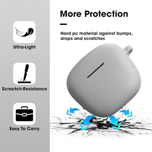 Image of Sounce Earphone Case Cover Compatible for Boat Airdopes 113, Soft Silicone Skin Case Cover Shock-Absorbing Protective Case with Keychain [Front LED Visible](Grey)