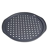 OUNONA ノンスティックピザベーキングパン 穴開き 耐熱性 カーボンスチール製 ピザ ケーキ焼き用 丸型 ブラック 家庭用 レストラン向け